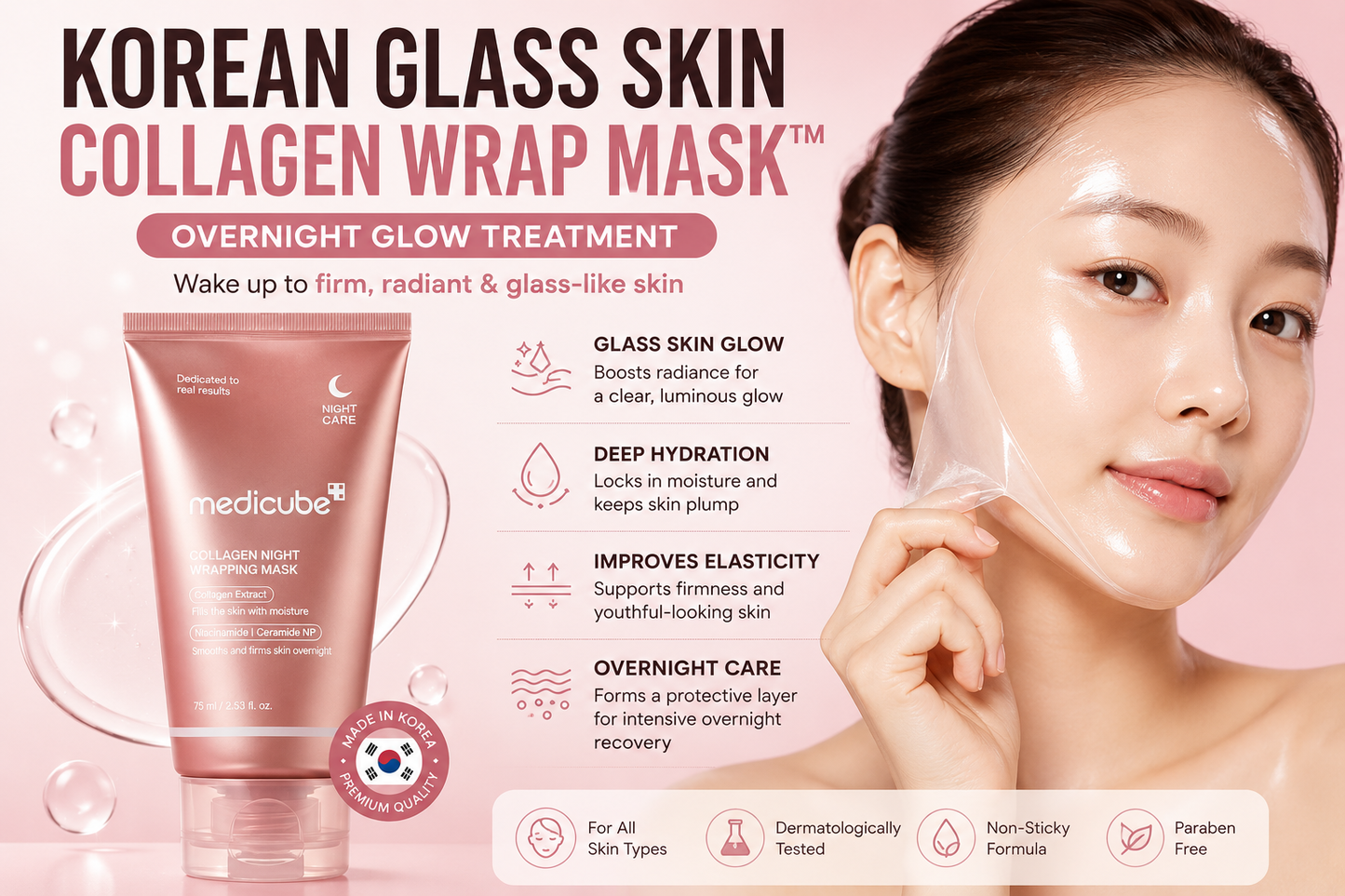 Korean Glass Skin Collagen Wrap Mask™ | Overnight Glow Treatment