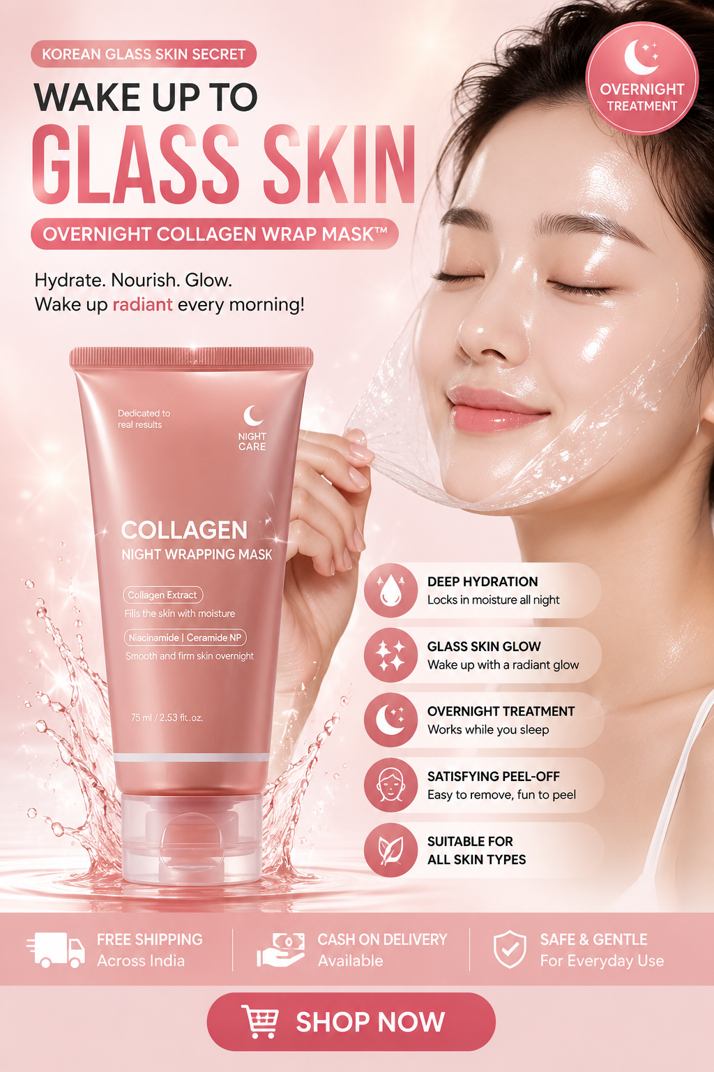 Korean Glass Skin Collagen Wrap Mask™ | Overnight Glow Treatment